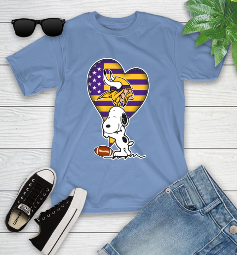 Minnesota Vikings NFL Football The Peanuts Movie Adorable Snoopy Youth T-Shirt 11