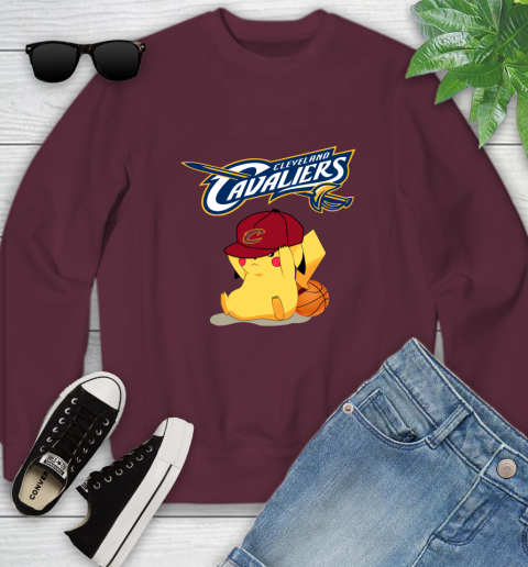NBA Pikachu Basketball Sports Cleveland Cavaliers Youth Sweatshirt 5