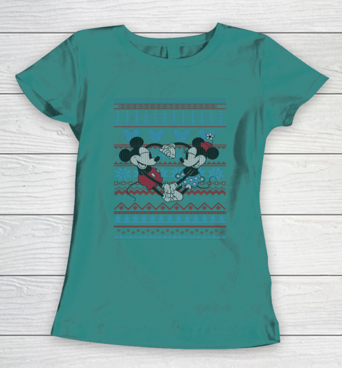 Disney Mickey And Minnie Mouse Christmas Ugly Sweater Style Women's T-Shirt 10