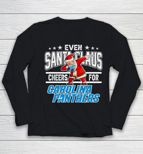 Carolina Panthers Even Santa Claus Cheers For Christmas NFL Youth Long Sleeve