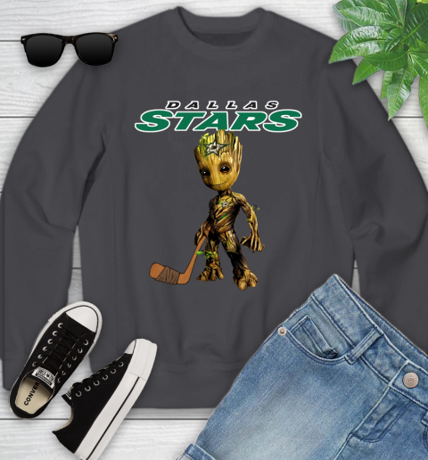 Dallas Stars NHL Hockey Groot Marvel Guardians Of The Galaxy Youth Sweatshirt 6