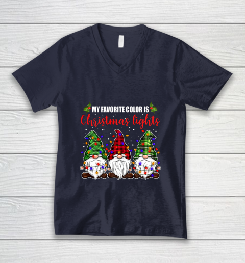 My Favorite Color Is Christmas Light Gnome Merry Christmas V-Neck T-Shirt 2