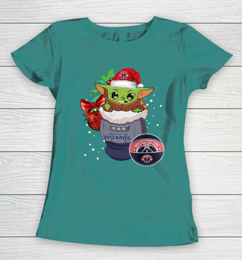 Washington Wizards Christmas Baby Yoda Star Wars Funny Happy NBA Women's T-Shirt 12