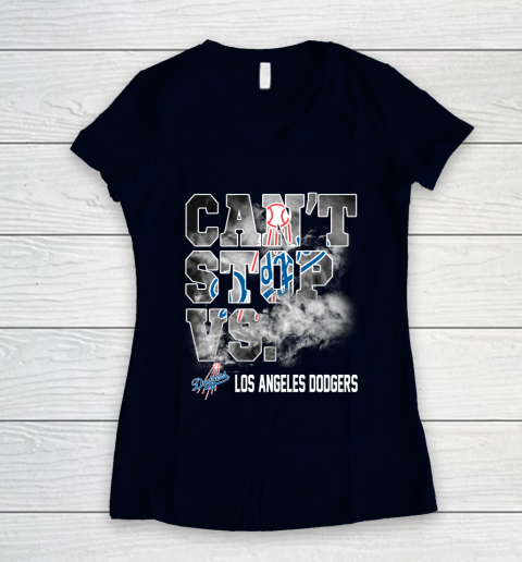 MLB Los Angeles Dodgers Baseball Can't Stop Vs Dodgers Women's V-Neck T-Shirt 2