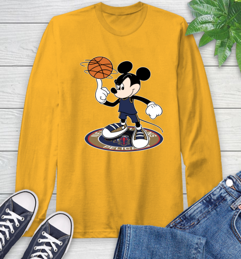 NBA Basketball New Orleans Pelicans Cheerful Mickey Disney Shirt Long Sleeve T-Shirt 3