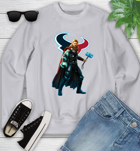 NFL Thor Avengers Endgame Football Houston Texans Youth Sweatshirt 4