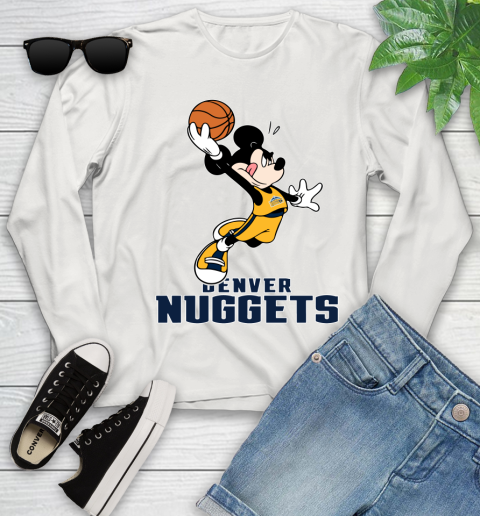 NBA Basketball Denver Nuggets Cheerful Mickey Mouse Shirt Youth Long Sleeve 12