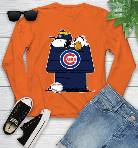 MLB Chicago Cubs Snoopy Woodstock The Peanuts Movie Baseball T Shirt Youth Long Sleeve 4