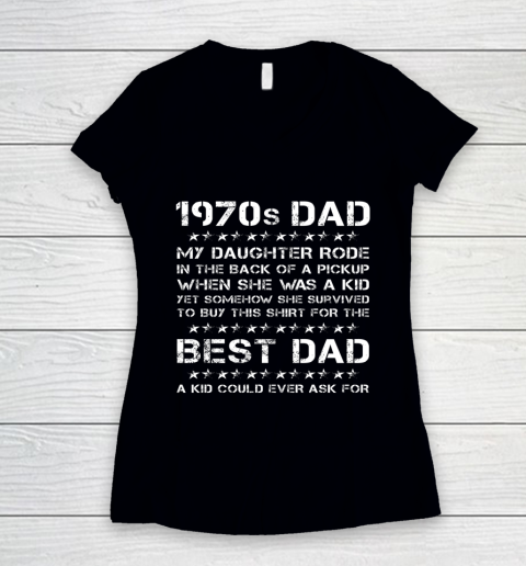 Funny 1970s Dad Girl Dad And Girl Father's Day Women's V-Neck T-Shirt