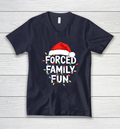 Forced Family Fun Shirt Christmas Pajamas V-Neck T-Shirt 2