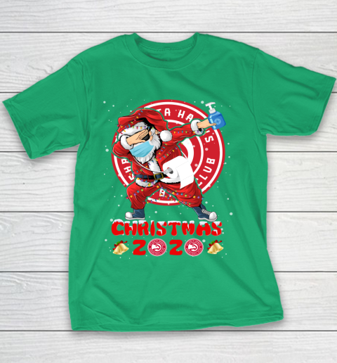 Atlanta Hawks Funny Santa Claus Dabbing Christmas 2020 NBA Youth T-Shirt 3