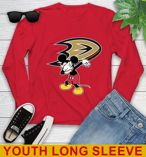Anaheim Ducks NHL Hockey Dabbing Mickey Disney Sports Youth Long Sleeve 11