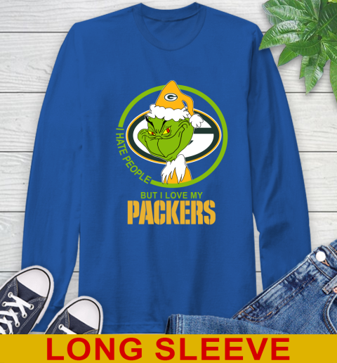 Green Bay Packers NFL Christmas Grinch I Hate People But I Love My Favorite Football Team Long Sleeve T-Shirt 9