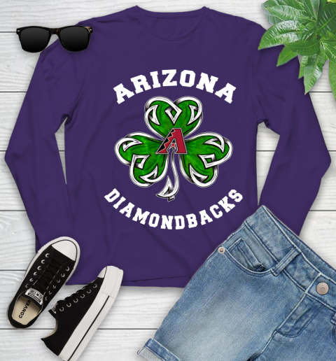 MLB Arizona Diamondbacks Three Leaf Clover St Patrick's Day Baseball Sports Youth Long Sleeve 4