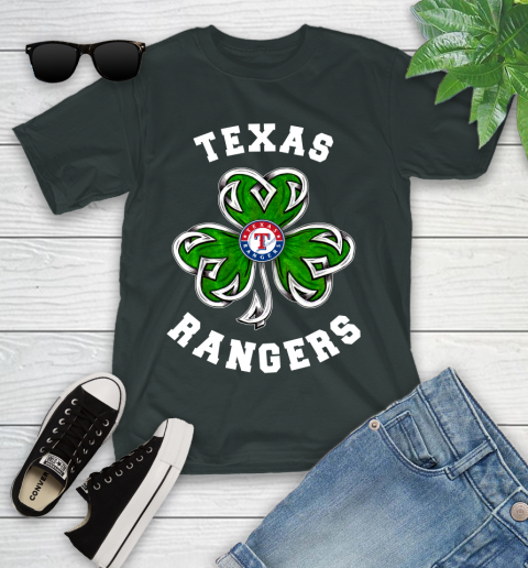 MLB Texas Rangers Three Leaf Clover St Patrick's Day Baseball Sports Youth T-Shirt 6