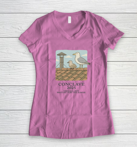 Conclave 2025 Vatican City Waiting For The Smoke Women's V-Neck T-Shirt 6