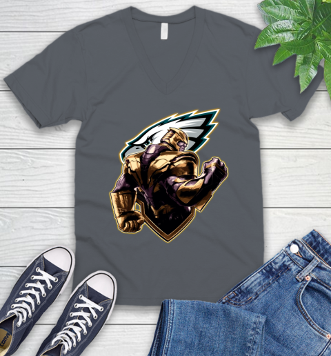 NFL Thanos Avengers Endgame Football Sports Philadelphia Eagles V-Neck T-Shirt 5