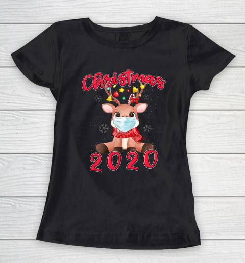 Christmas 2020 Reindeer Mask Matching Pajama Idea Women's T-Shirt