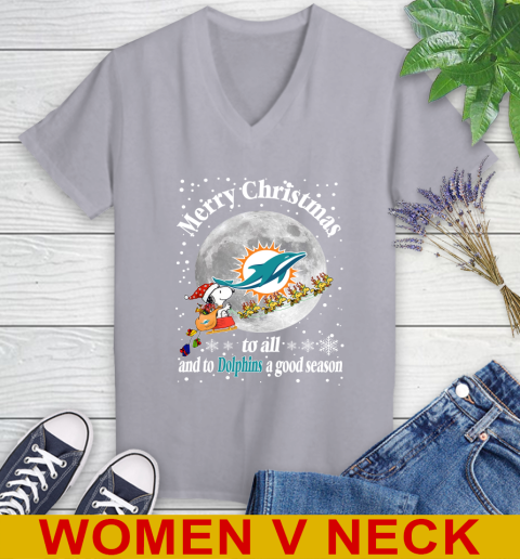 Miami Dolphins Merry Christmas To All And To Dolphins A Good Season NFL Football Sports Women's V-Neck T-Shirt 4