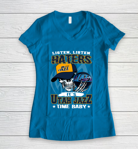 Listen Haters It is JAZZ Time Baby NBA Women's V-Neck T-Shirt 5