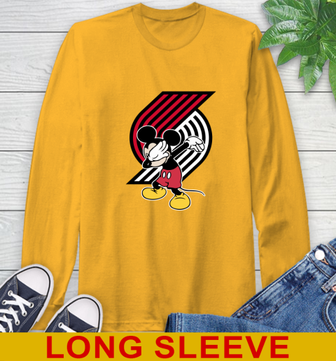 Portland Trail Blazers NBA Basketball Dabbing Mickey Disney Sports Long Sleeve T-Shirt 3