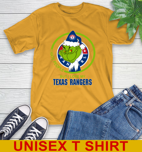 Texas Rangers MLB Christmas Grinch I Hate People But I Love My Favorite Baseball Team T-Shirt 3