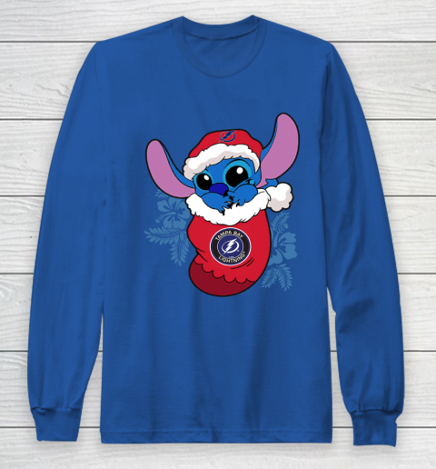 Tampa Bay Lightning Christmas Stitch In The Sock Funny Disney NHL Long Sleeve T-Shirt 9