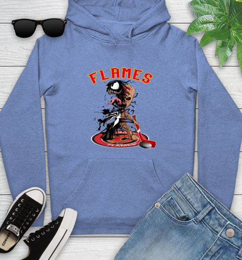 NHL Calgary Flames Hockey Venom Groot Guardians Of The Galaxy Youth Hoodie 12