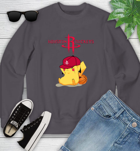 NBA Pikachu Basketball Sports Houston Rockets Youth Sweatshirt 6