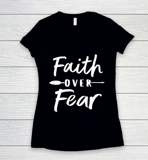Faith Over Fear Fitted Women's V-Neck T-Shirt