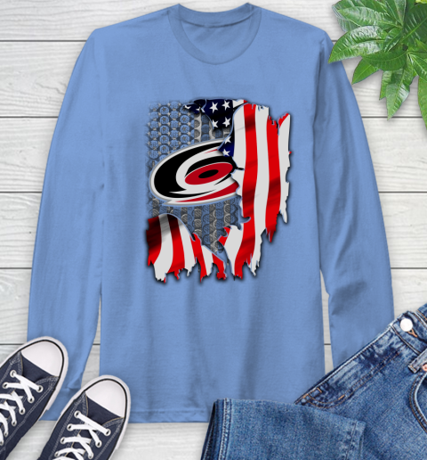Carolina Hurricanes NHL Hockey American Flag Long Sleeve T-Shirt 12