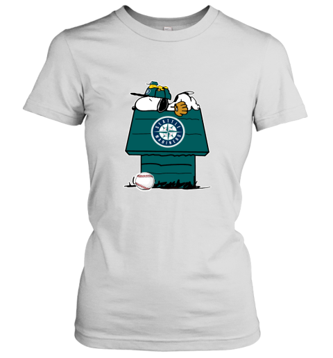 Seattle Marinerssnoopy And Woodstock Resting Together MLB Women's T-Shirt