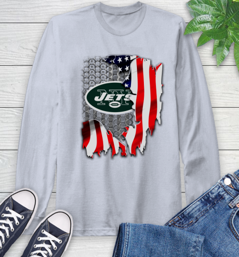 New York Jets NFL Football American Flag Long Sleeve T-Shirt 6