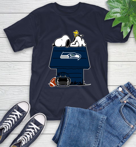Seattle Seahawks NFL Football Snoopy Woodstock The Peanuts Movie T-Shirt 4