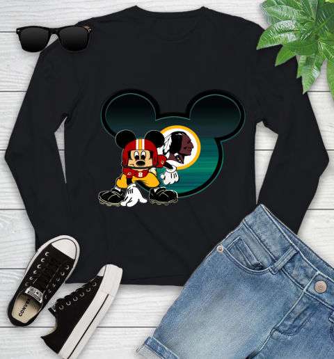 NFL Washington Redskins Mickey Mouse Disney Football T Shirt Youth Long Sleeve 2