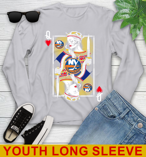 NHL Hockey New York Islanders The Queen Of Hearts Card Shirt Youth Long Sleeve 5