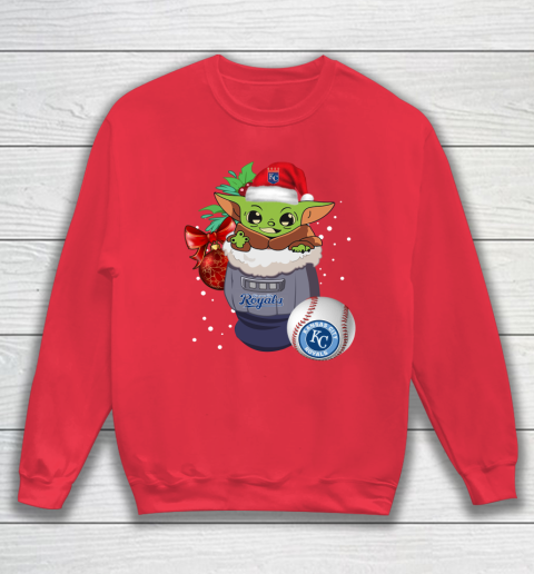 Kansas City Royals Christmas Baby Yoda Star Wars Funny Happy MLB Sweatshirt 8