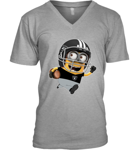 NFL Oakland Raiders Minions Disney Football Sports 8GXnQ9jr1IY v neck unisex 8 95 151514 front sport grey