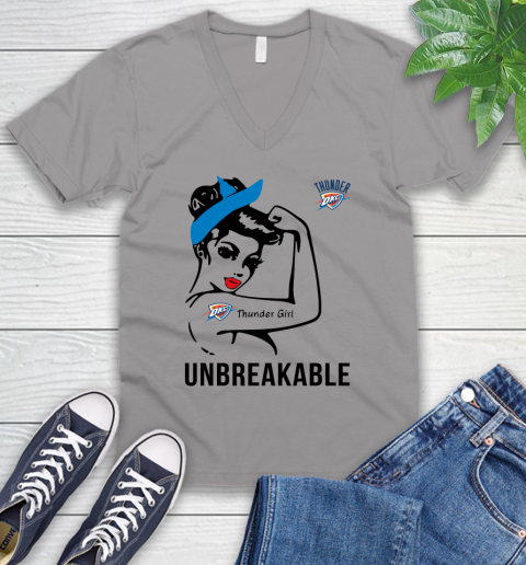 NBA Oklahoma City Thunder Girl Unbreakable Basketball Sports V-Neck T-Shirt 2