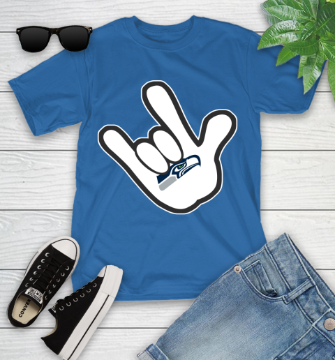 Seattle Seahawks NFL Football Mickey Rock Hand Disney Youth T-Shirt 9