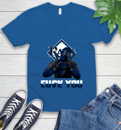 MLB Tampa Bay Rays Deadpool Love You Fuck You Baseball Sports V-Neck T-Shirt 5