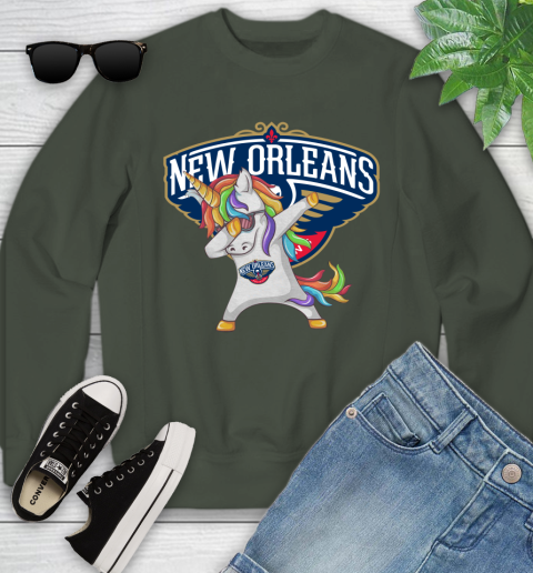 New Orleans Pelicans NBA Basketball Funny Unicorn Dabbing Sports Youth Sweatshirt 10
