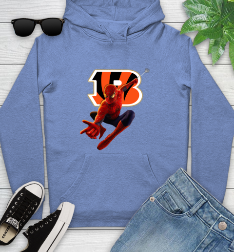NFL Spider Man Avengers Endgame Football Cincinnati Bengals Youth Hoodie 12