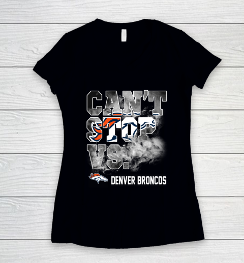 NFL Denver Broncos Can't Stop Vs Women's V-Neck T-Shirt