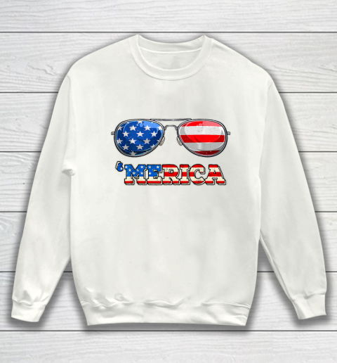 Merica Sunglasses 4th Of July Funny Patriotic American Flag Sweatshirt