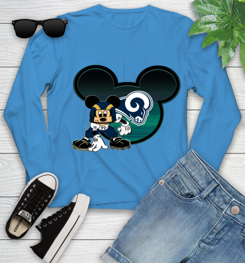 NFL Los Angeles Rams Mickey Mouse Disney Football T Shirt Youth Long Sleeve 7