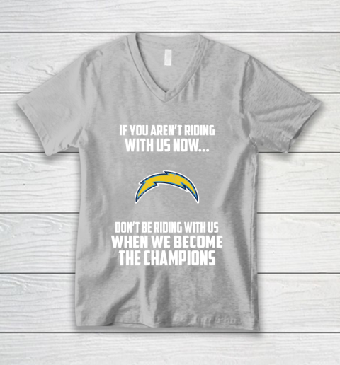 NFL Los Angeles Chargers Football We Become The Champions V-Neck T-Shirt 3
