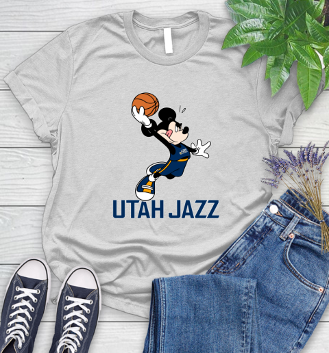 NBA Basketball Utah Jazz Cheerful Mickey Mouse Shirt Women's T-Shirt 2