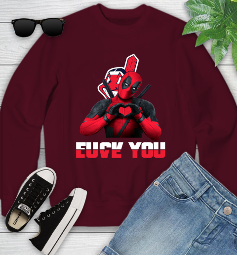 MLB Cleveland Indians Deadpool Love You Fuck You Baseball Sports Youth Sweatshirt 4