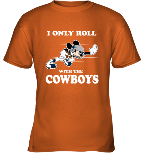 NFL Mickey Mouse I Only Roll With Dallas Cowboys Youth T-Shirt